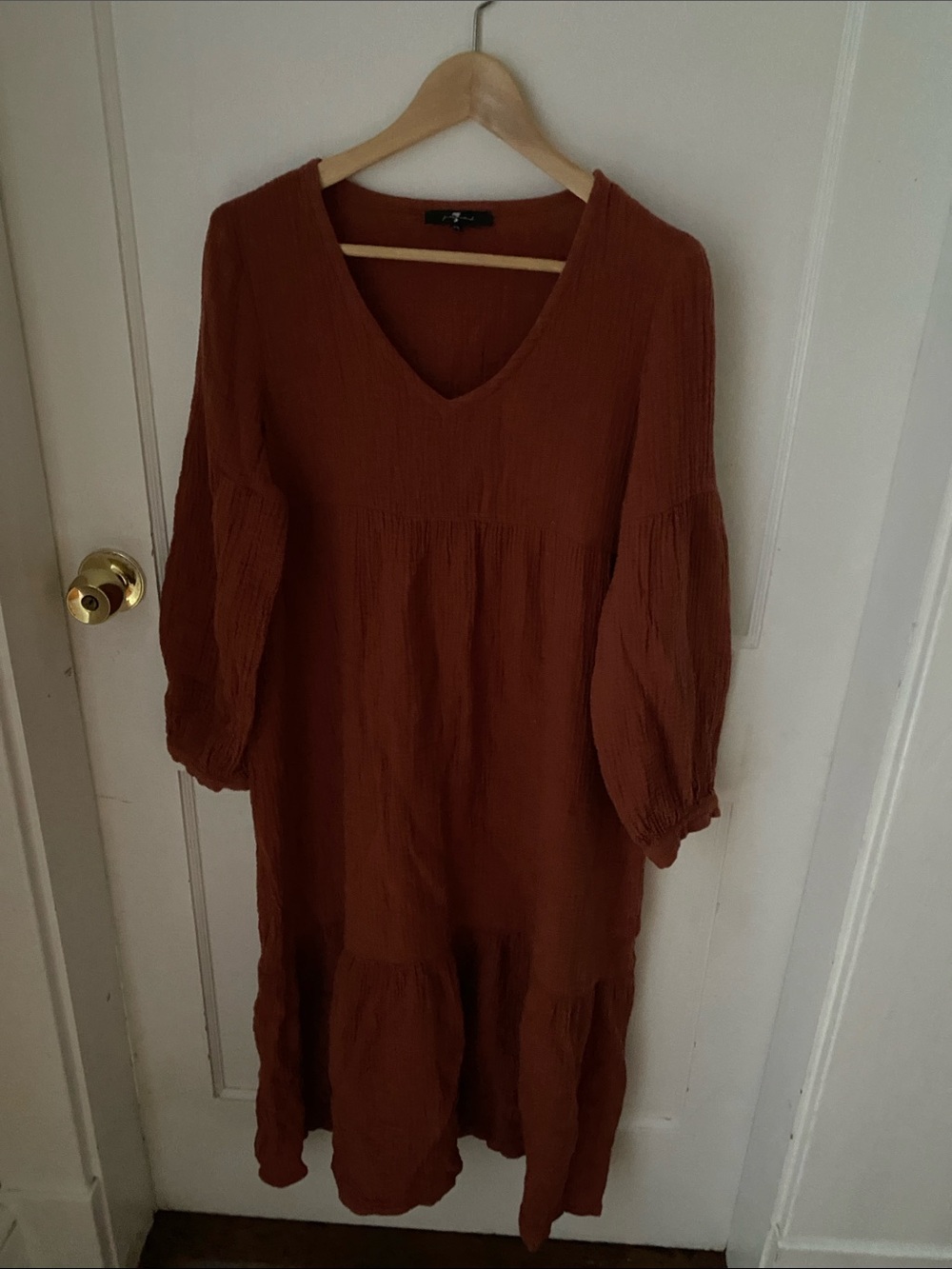 7 For All Mankind Rust Brown Gauze dress